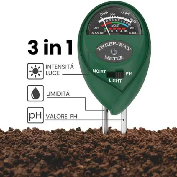 Airontek Misuratore pH Umidità Suolo Analogico