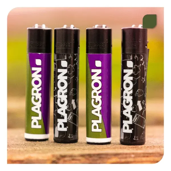 Clipper Plagron accendino ricaricabile nero logo bianco