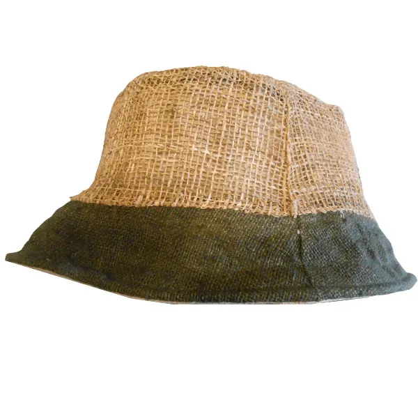 HEMP cappello pescatora canapa verde scuro beige