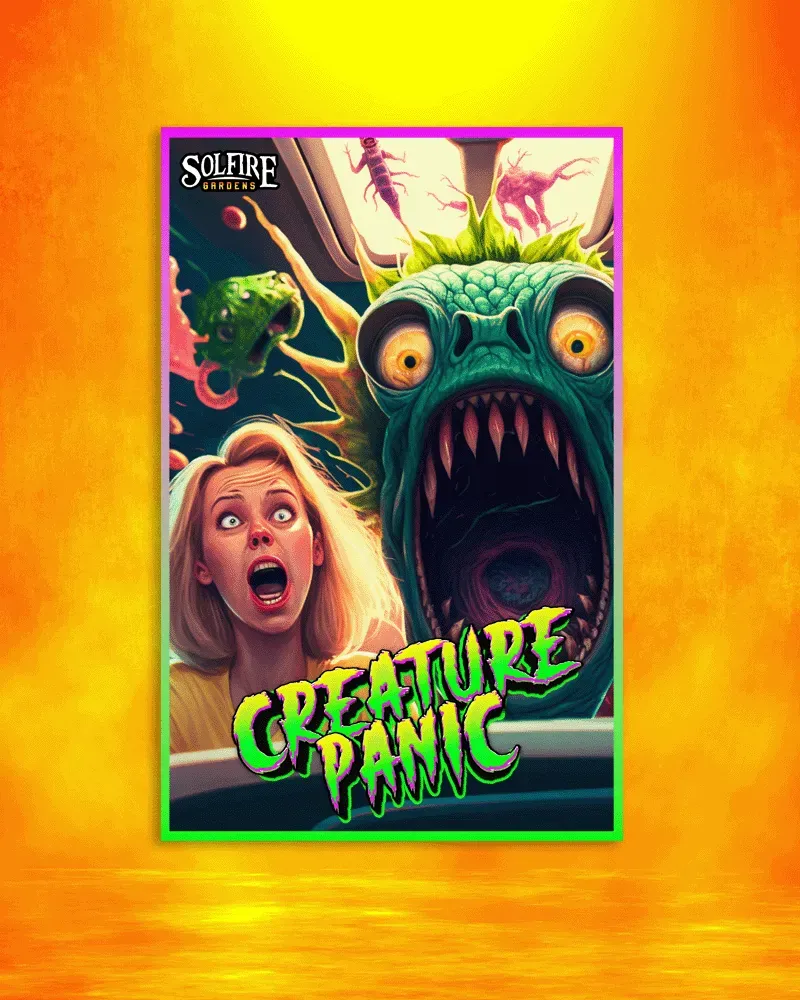 Solfire Gardens Creature Panic Phoenix Forge poster semi da collezione
