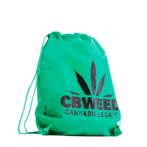 CBWeed Sacca Zaino Verde Logo Nero Tessuto Resistente
