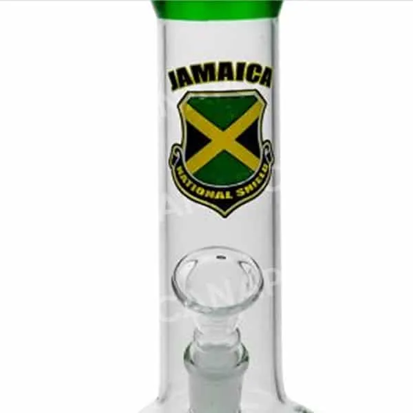Jamaica bong in vetro verde 21 cm bandiera