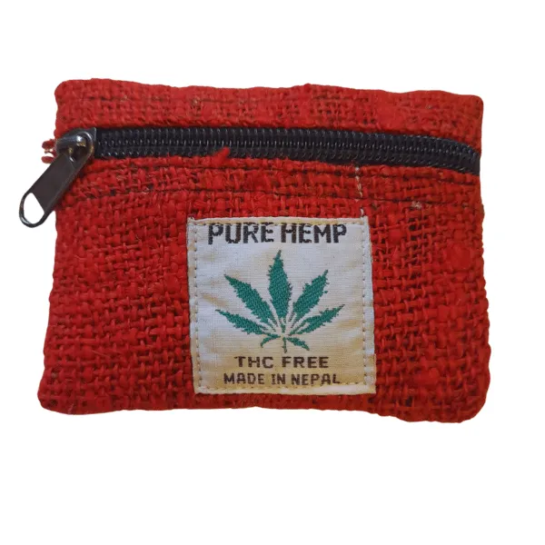 Pure Hemp portamonete canapa piccolo con zip tinta unita
