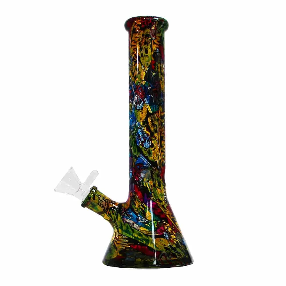 Pop Art Glass Bong in vetro 26 cm teschi urban style