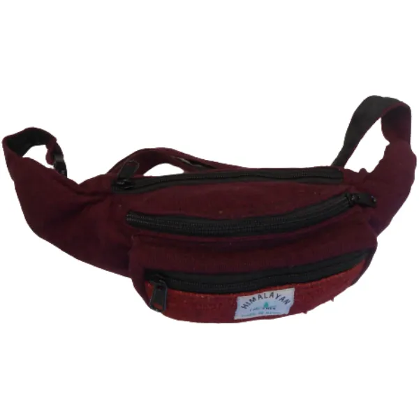 Himalayan marsupio in canapa rosso 3 tasche
