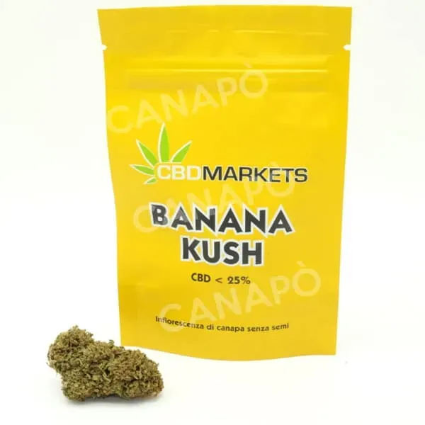 CbdMarkets Banana Kush infiorescenza CBD 25% indoor