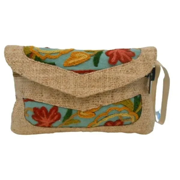 Hemp HH53 pochette canapa beige ricamata