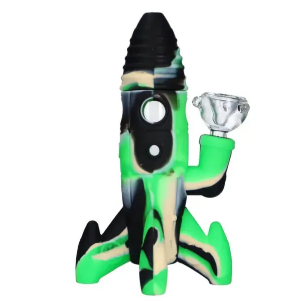 Rocket Missile Bong Silicone Verde 20cm con LED