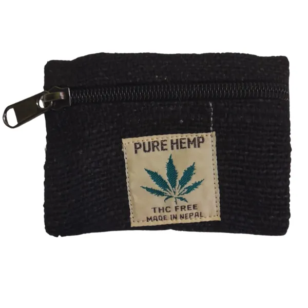 Pure Hemp portamonete canapa piccolo con zip tinta unita