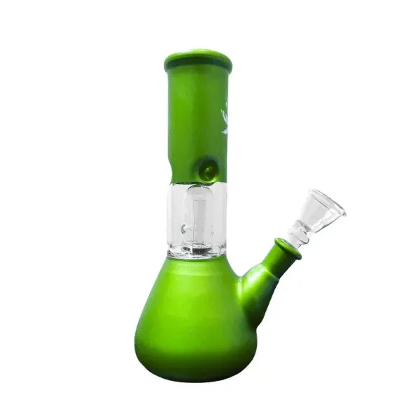 Bong in vetro verde con foglia 20 cm