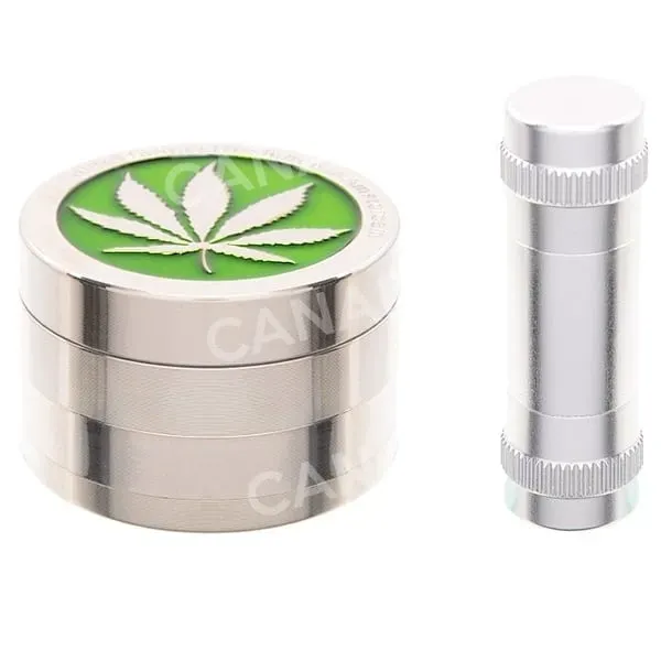 Atomic Grinder 4 parti metallo 50mm + mini pressa verde