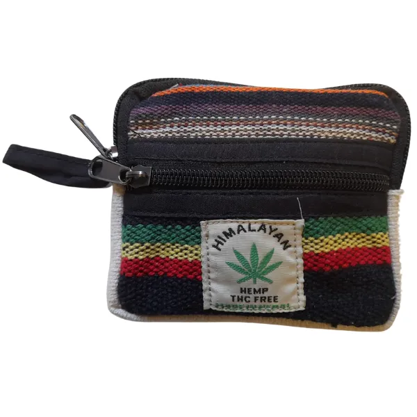 Himalayan portamonete canapa 2 tasche 11x11 cm