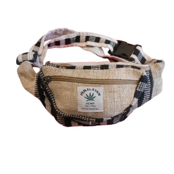 Himalayan Marsupio in Canapa Righe Bianche e Nere 33 cm