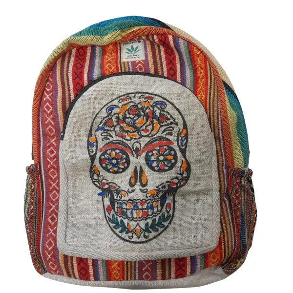 Himalayan Skull zaino in canapa teschio messicano 32x51x15