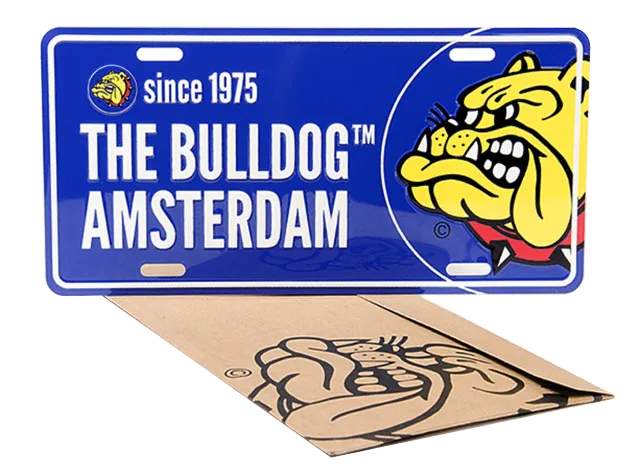 The Bulldog Amsterdam targa in metallo blu 10x5 cm vintage