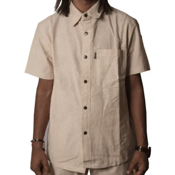 Hemp camicia uomo canapa naturale manica corta S