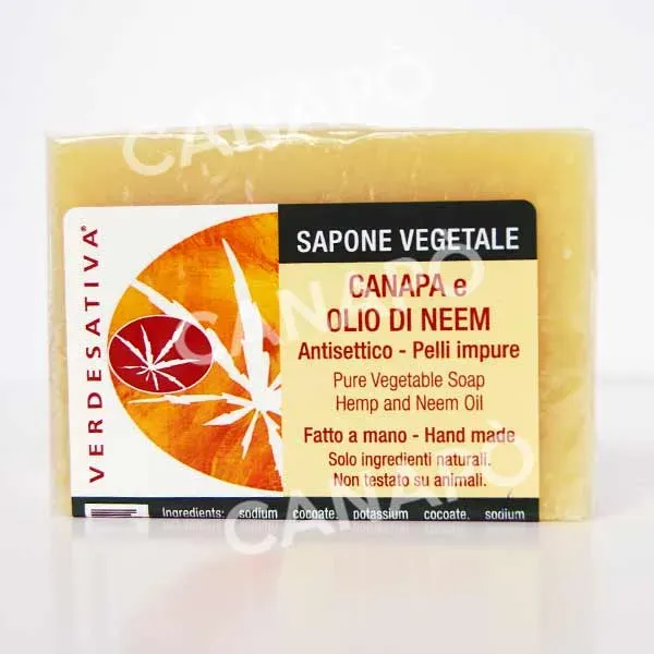 Verdesativa Canapa e Neem saponetta vegetale bio pelli impure