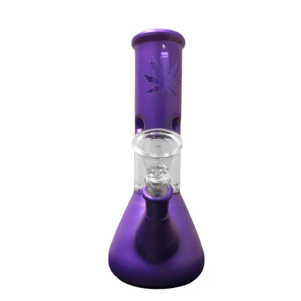 Canapo bong viola in vetro foglia 20 cm classico