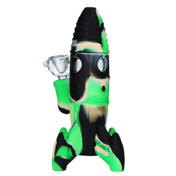 Rocket Missile Bong Silicone Verde 20cm con LED