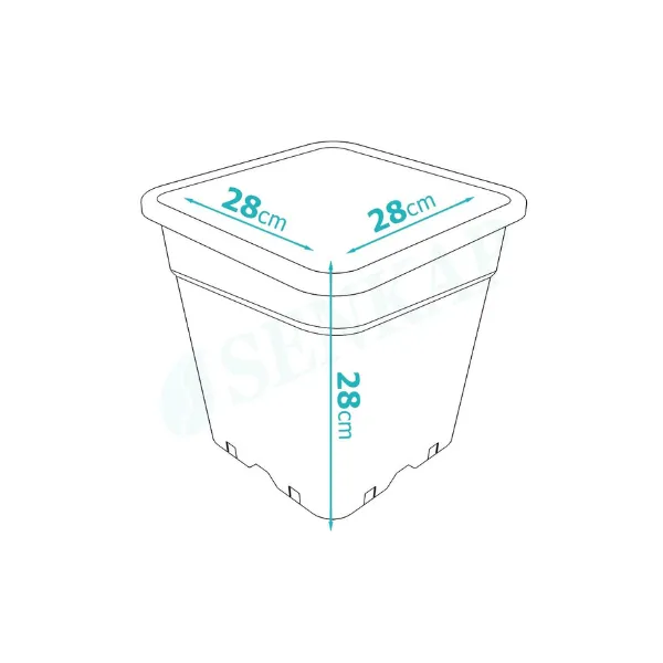 Senkap vaso quadrato 14 litri plastica 28x28 cm