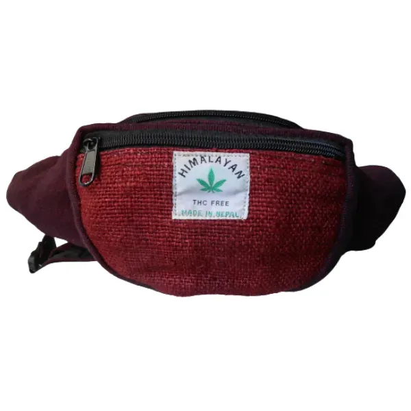 Himalayan marsupio in canapa rosso 3 tasche