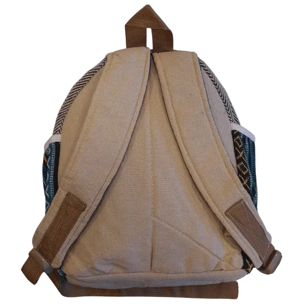 Himalayan zaino nepalese in canapa beige e azzurro