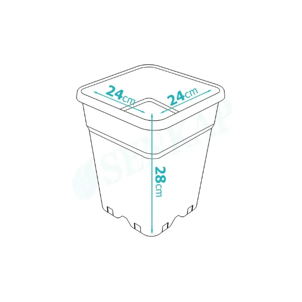 Senkap vaso quadrato nero 11 litri