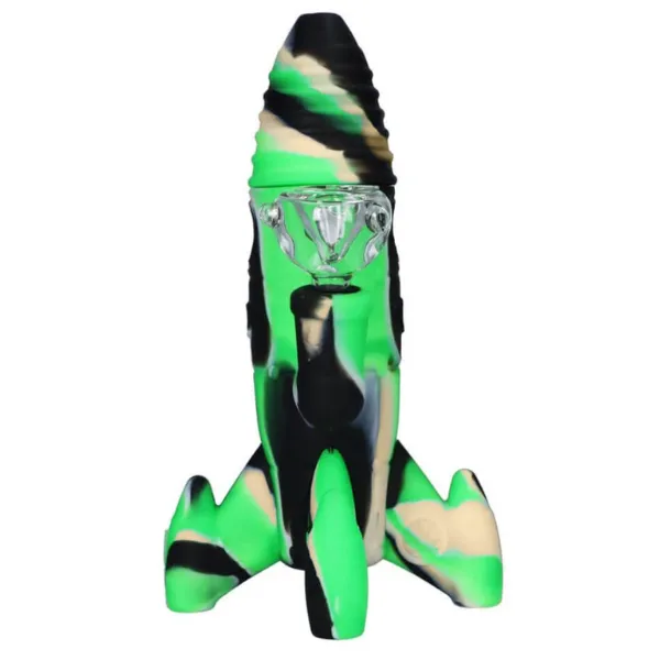 Rocket Missile Bong Silicone Verde 20cm con LED