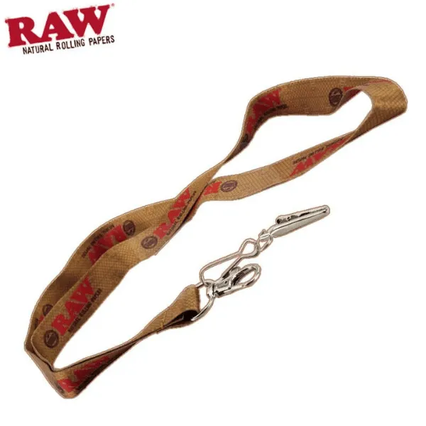 RAW Lanyard laccetto collo portachiavi marrone con porta badge