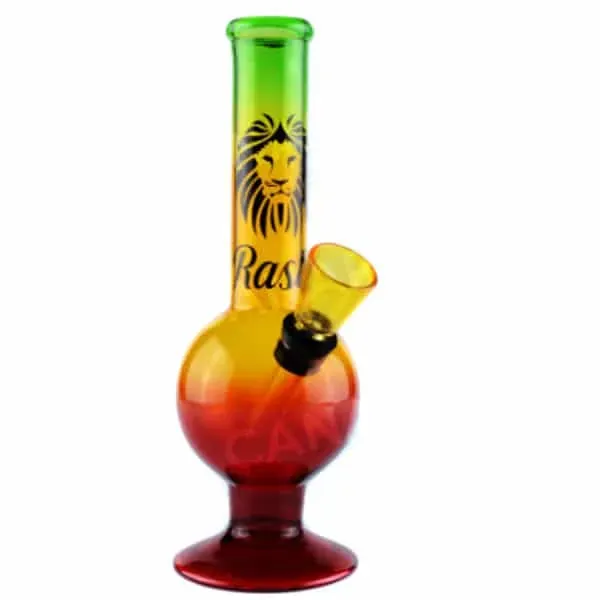 Rasta Bong Lion vetro 16 cm colori rosso giallo verde