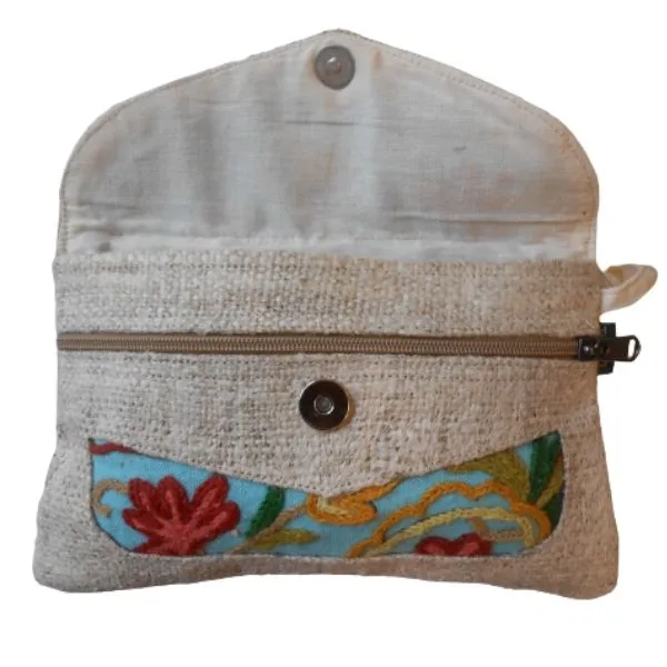Hemp HH53 pochette canapa beige ricamata