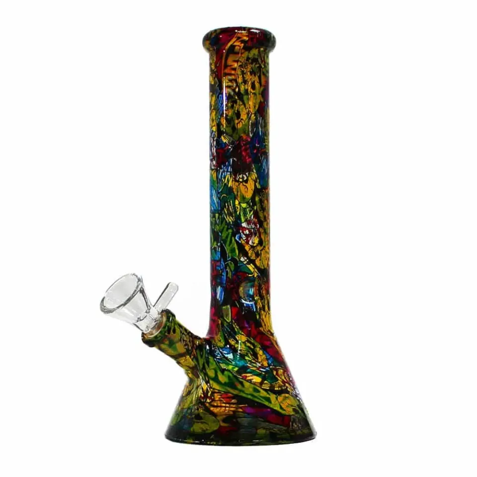 Pop Art Glass Bong in vetro 26 cm teschi urban style