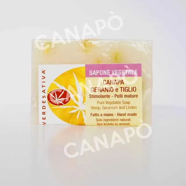 Verdesativa sapone naturale canapa geranio tiglio pelli mature