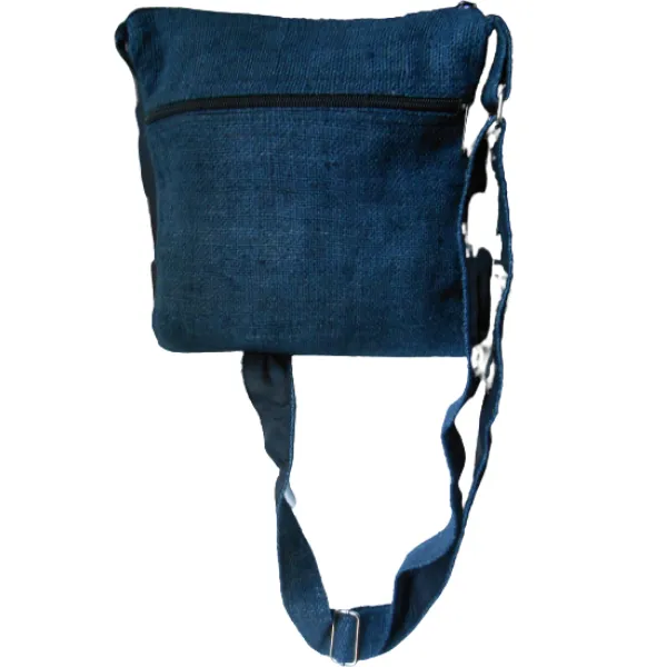 Pure Hemp Tracolla in Canapa Blu con 4 Zip