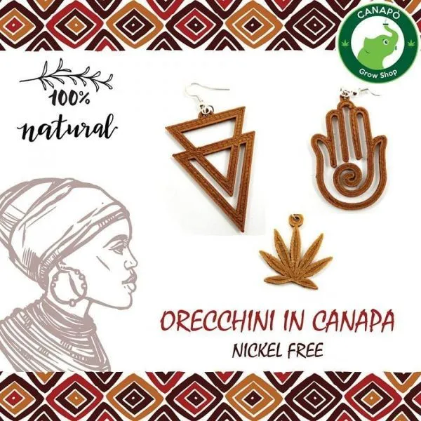 Orecchini Canapa Foglia Pendenti Bioplastica HBP Coppia
