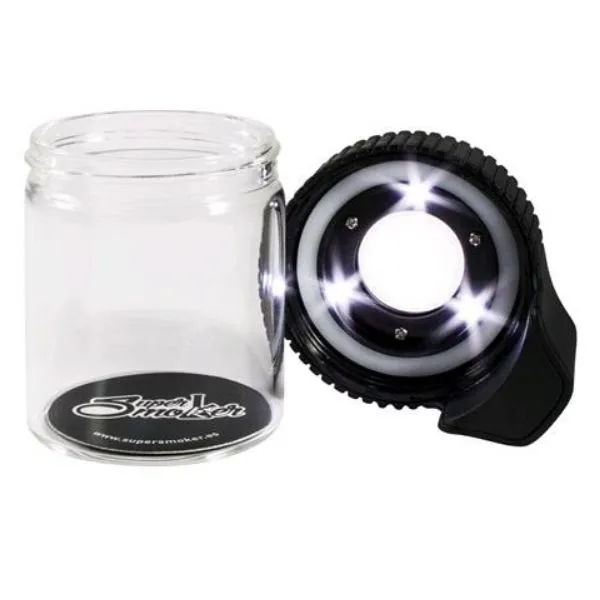 SuperSmoker Bzoom Jar barattolo vetro azzurro con LED