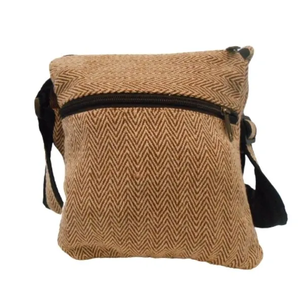 Himalayan Borsa Tracolla in Canapa Bianca Geometrica 22x24 cm