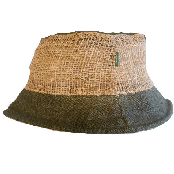 HEMP cappello pescatora canapa verde scuro beige