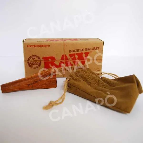 RAW Double Barrel bocchino legno 2 sigarette 80 mm