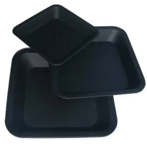 P&B Sottovaso Quadrato 25x25 cm Plastica Nero
