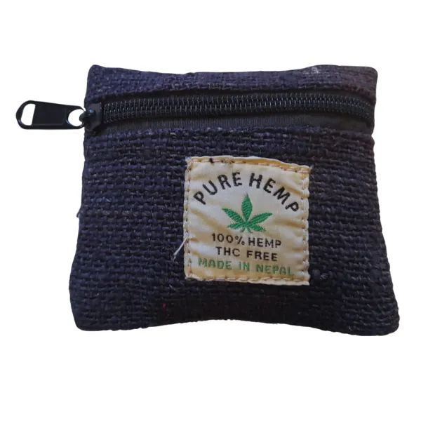 Pure Hemp portamonete canapa piccolo con zip tinta unita