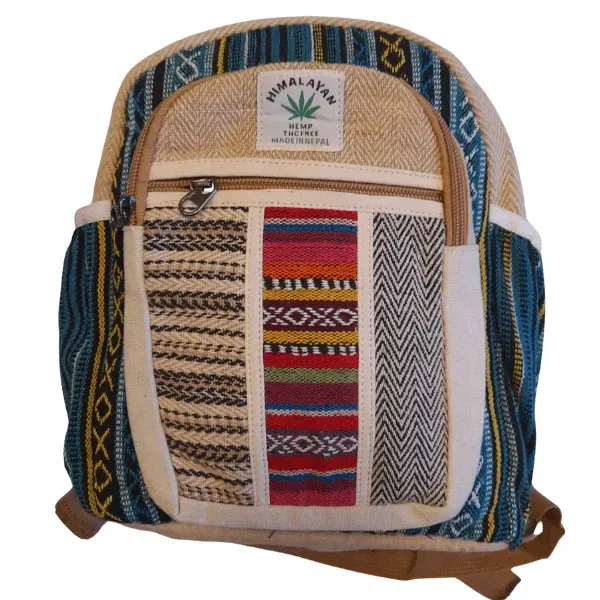 Canapo Himalayan Nepalese zaino in canapa patchwork etnico