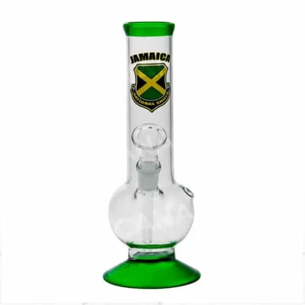Jamaica bong in vetro verde 21 cm bandiera