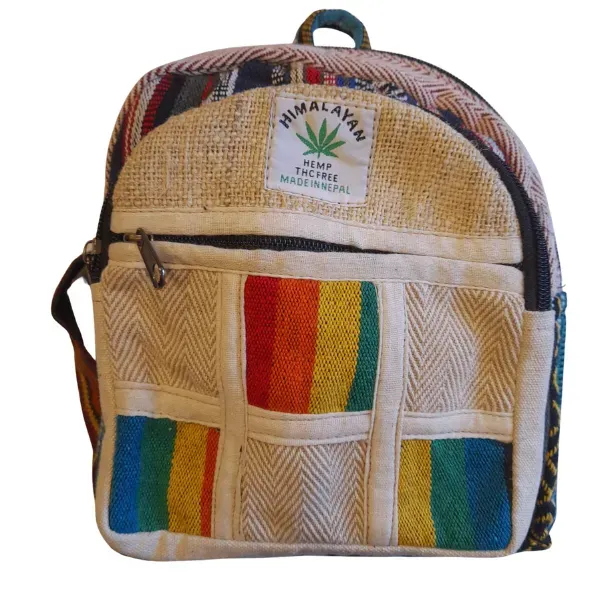Himalayan zaino piccolo canapa etnico 24x21x12 cm