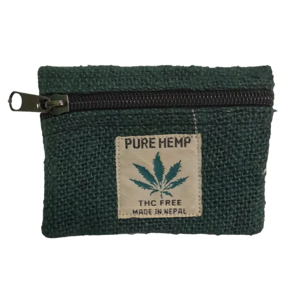 Pure Hemp portamonete canapa piccolo con zip tinta unita