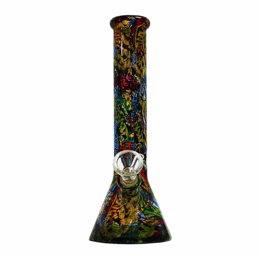 Pop Art Glass Bong in vetro 26 cm teschi urban style