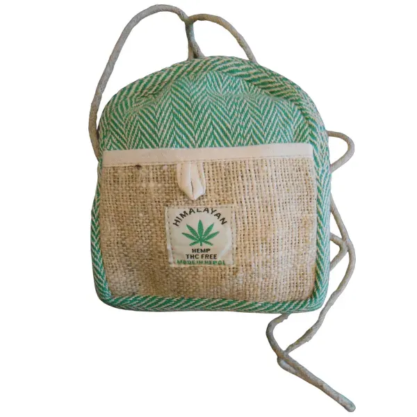 Himalayan mini borsa tracolla canapa verde Nepal