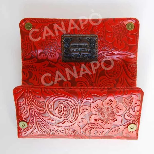 Kavatza Original Red Flower portatabacco eco-pelle rosso floreale