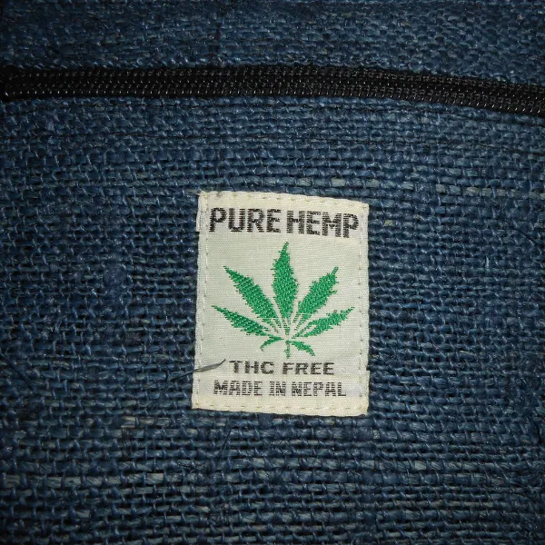 Pure Hemp Tracolla in Canapa Blu con 4 Zip