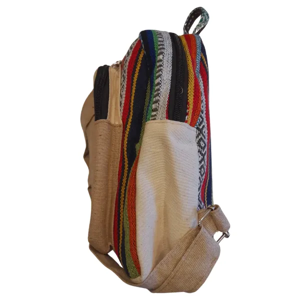 Himalayan Zainetto Piccolo in Canapa Bianco Panna Patchwork
